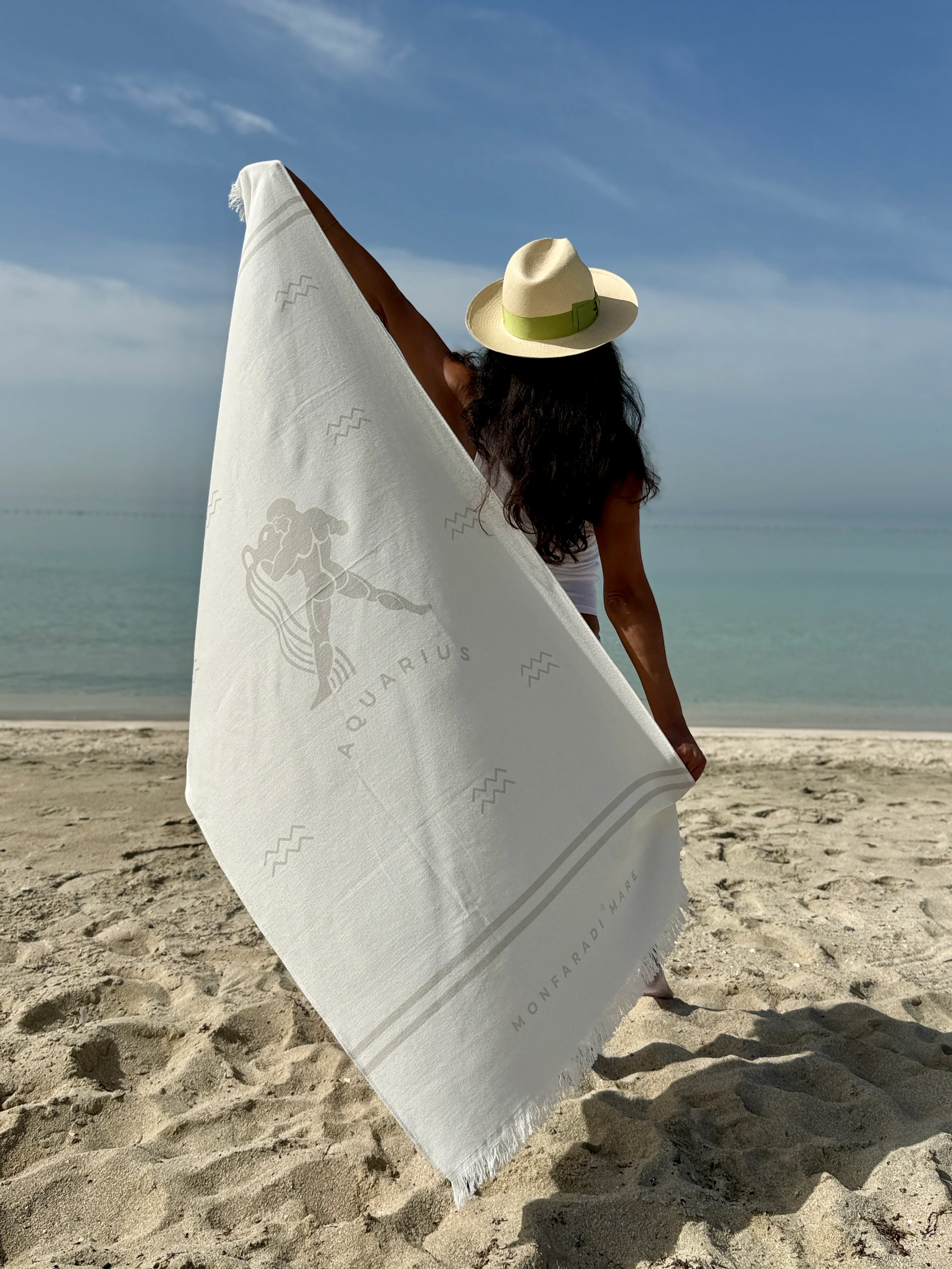 White Aquarius Beach Towel - Image 2
