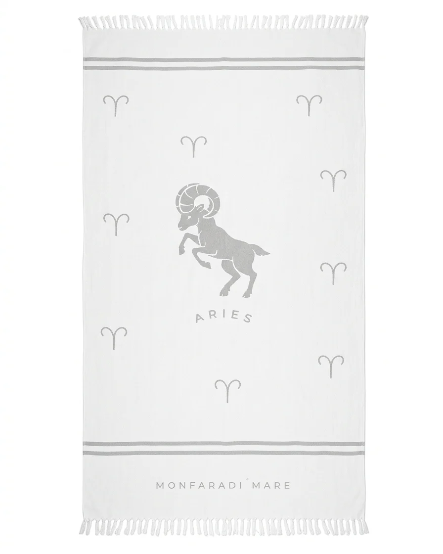 White Aries Beach Towel