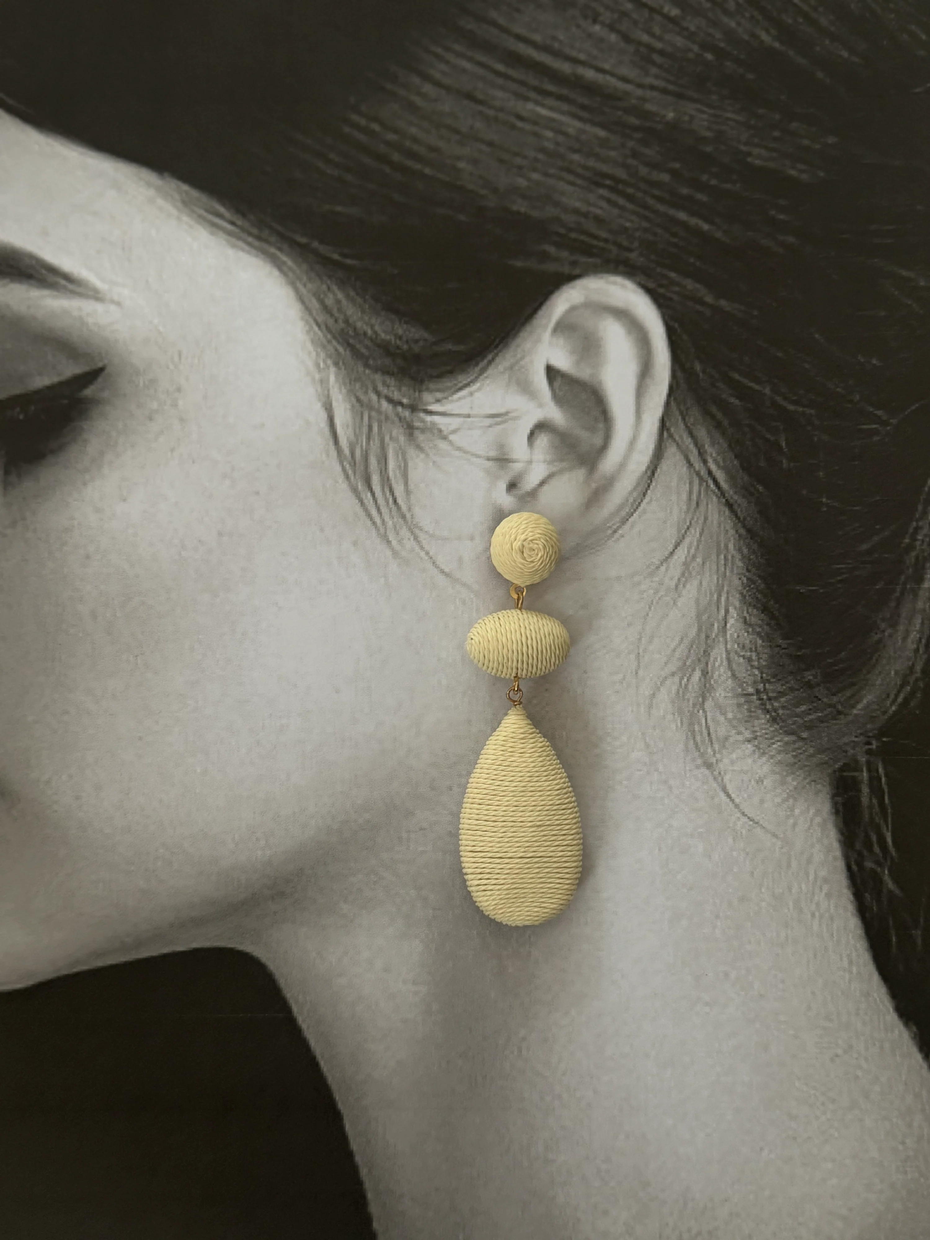 White Bubble Drop Earrings - Image 2