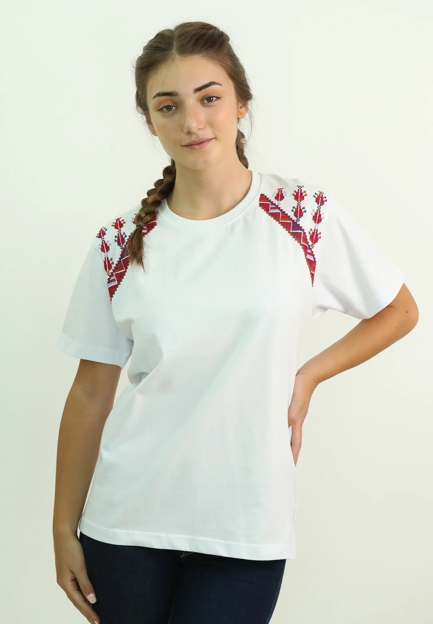 White Cypresses Embroidered T-Shirt