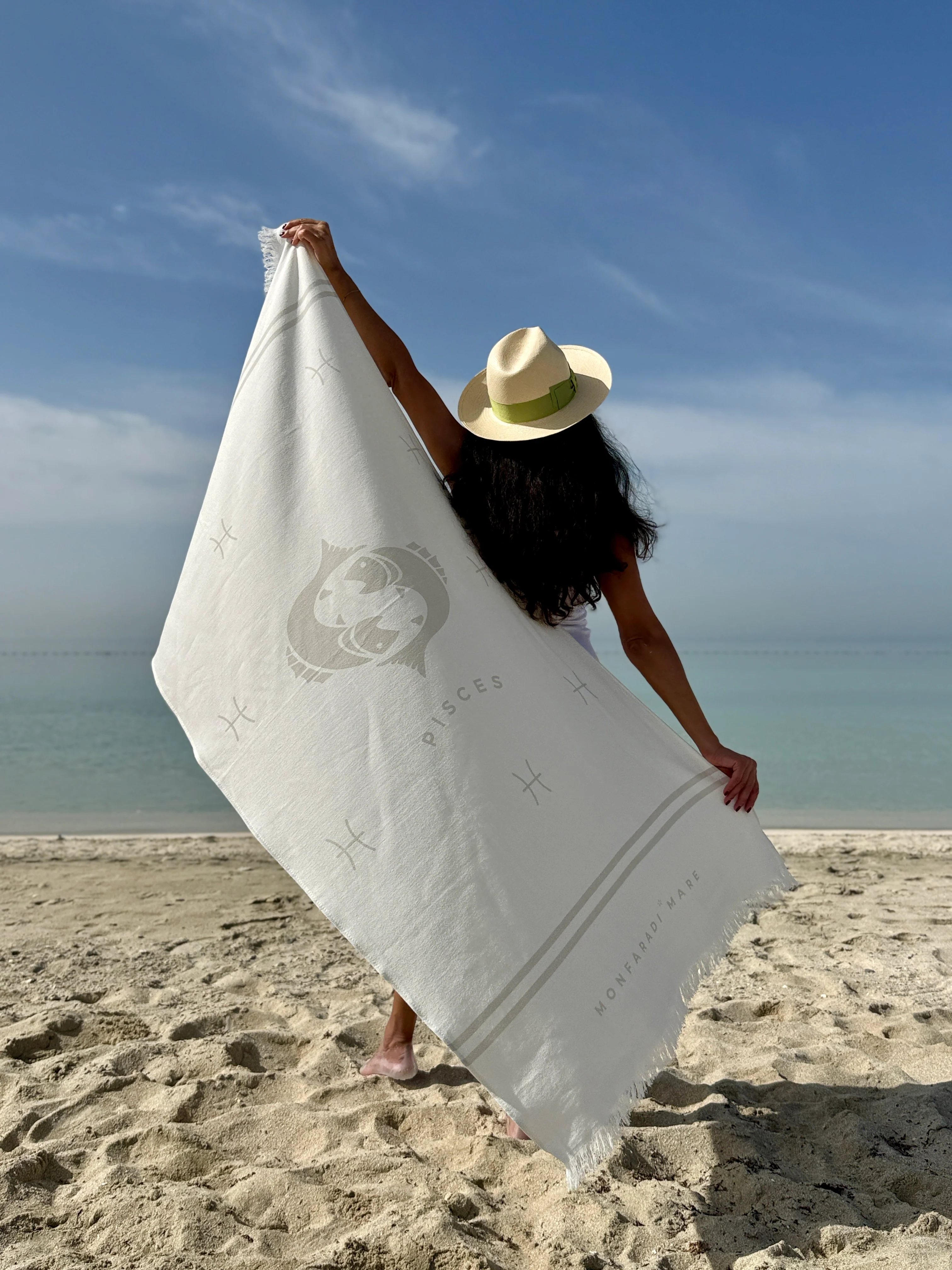 White Pisces Beach Towel - Image 2