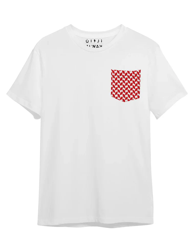 White T-Shirt | Red Kufiya