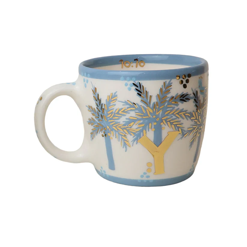 Y Alphabet Palm Tree Ceramic Mug