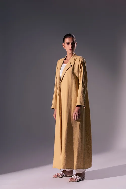 Yellow Blazer Cut Abaya - Image 3
