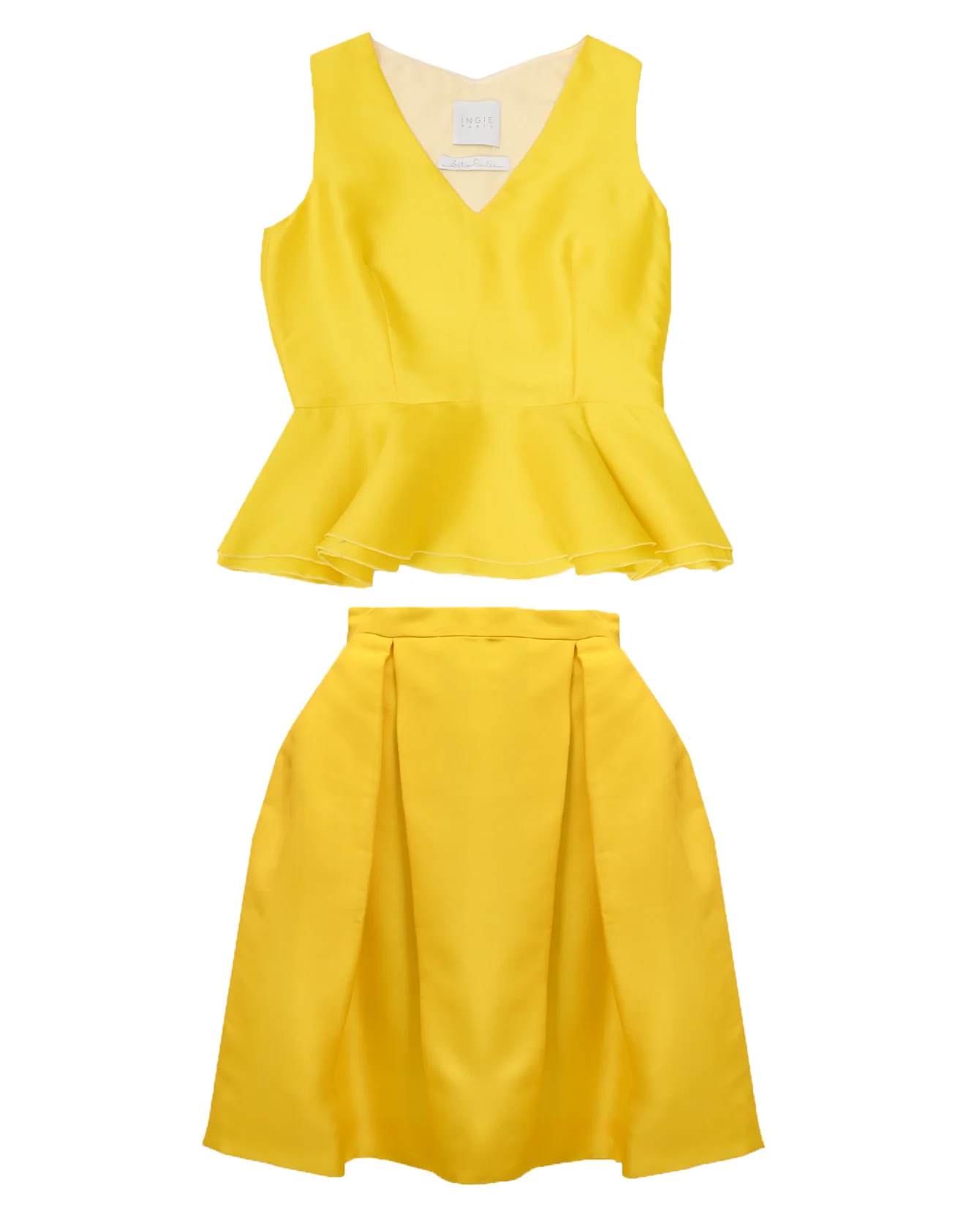 Pre-Loved Ingie Yellow Peplum Top & Pleated Midi Skirt Set