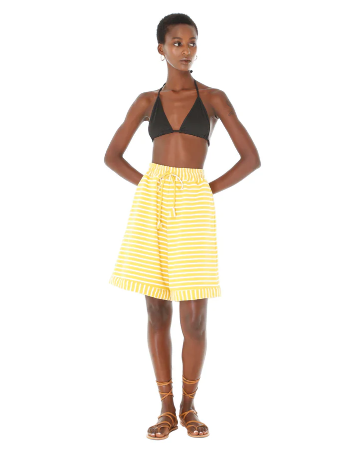 Yellow Striped Knit Shorts
