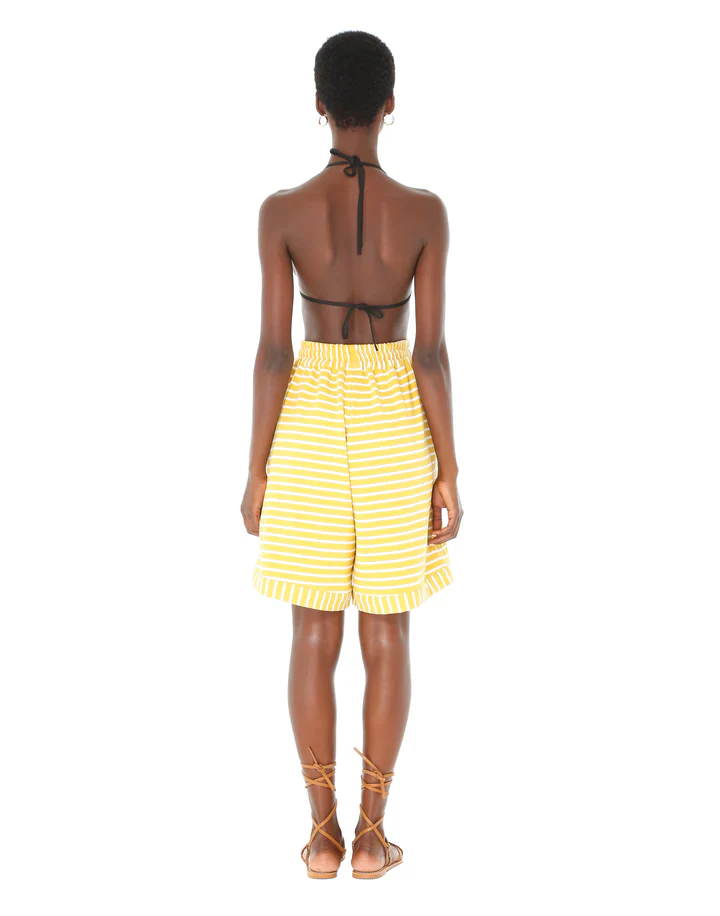 Yellow Striped Knit Shorts - Image 2