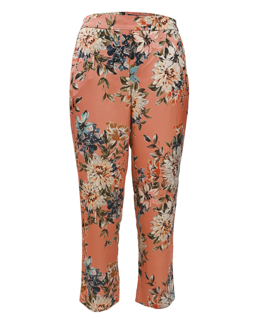 ZARA Basic Floral Print Trousers – Brown